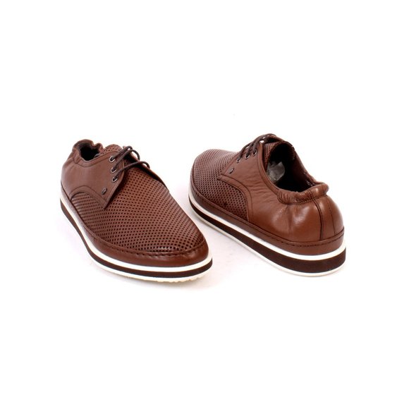 ROBERTO SERPENTINI 1826a Brown Perforated Leather Lace-Up Shoes